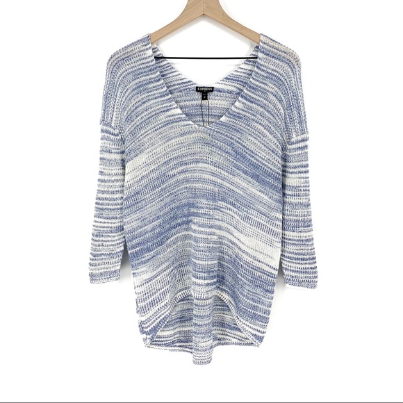 Express Sweaters - Express Striped Knitted V-neck Pullover Sweater